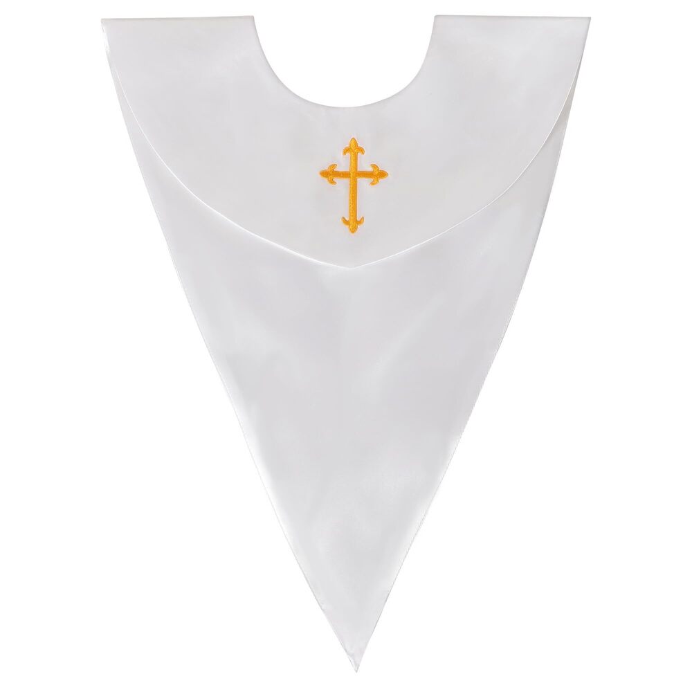 3424 Unisex Classic V Shape Choir Solid Satin Stole with Embroidery Cross
